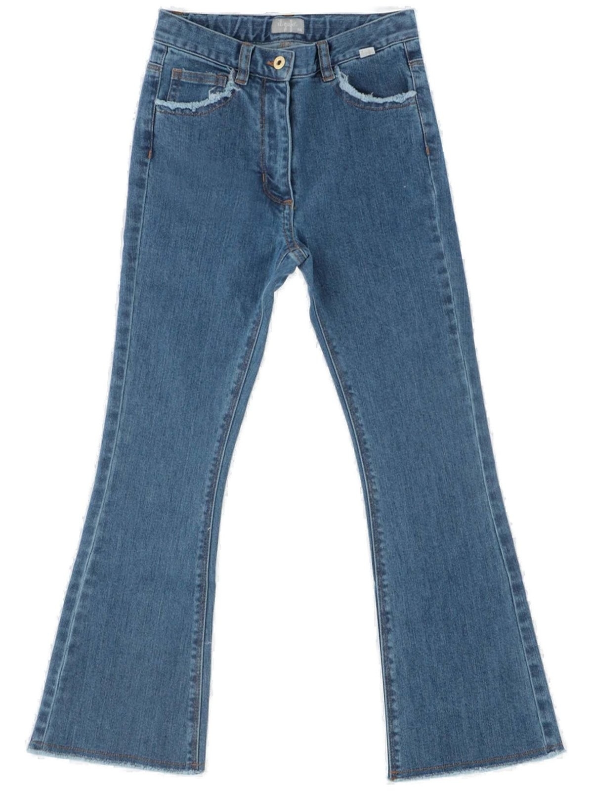 Il Gufo Pocket Frayed Mid Rise Flared Jeans